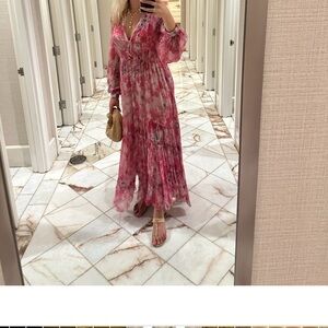 Elegant Pink Floral Maxi Dress